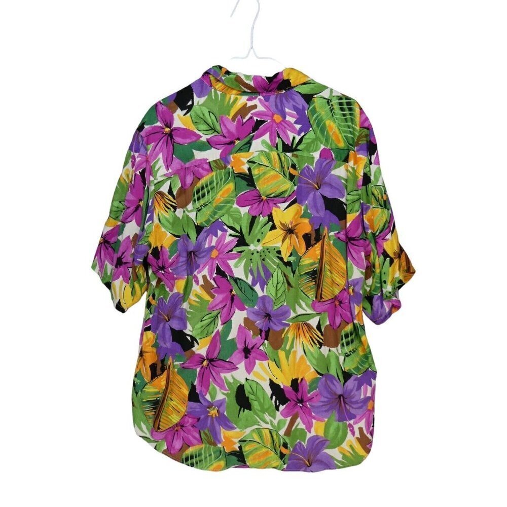 Vintage Pendleton Tall Size 16 Womens Hawaiian Shirt Colorful Purple Green - Picture 3 of 6